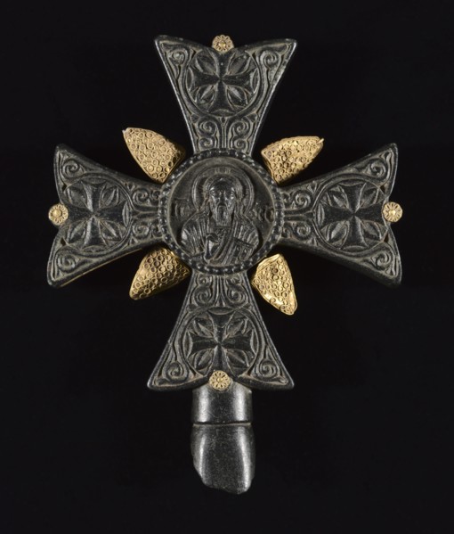 Benediction Cross, 1200s-1400s. Byzantium, Byzantine period, 13th-15th century. Black schist, gold,