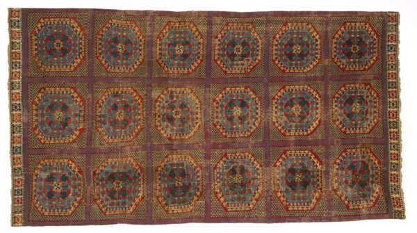 Spanish Carpet with a Turkish Pattern, c. 1450-1500. Spain, Alcaraz?, Mudejar, 15th century. Wool,
