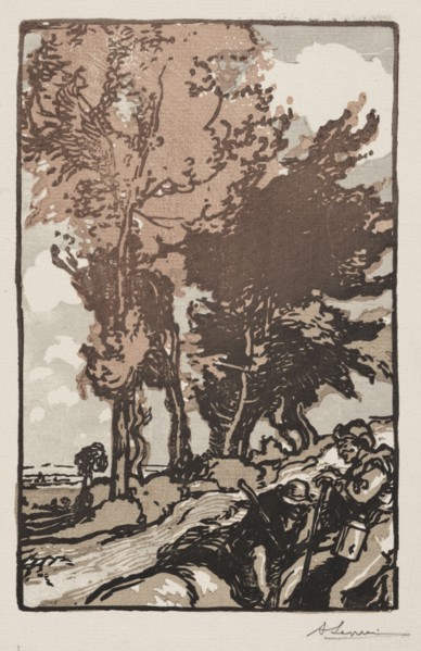 The Resting Place, 1904. Auguste Louis Lepère (French, 1849-1918). Chiaroscuro woodcut