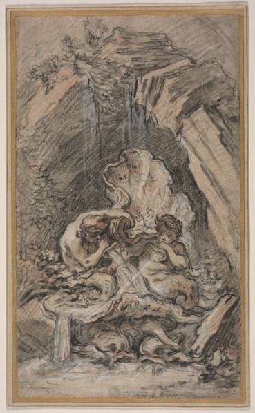 Fountain with Two Tritons Blowing Conch Shells, c. 1736. François Boucher (French, 1703-1770).