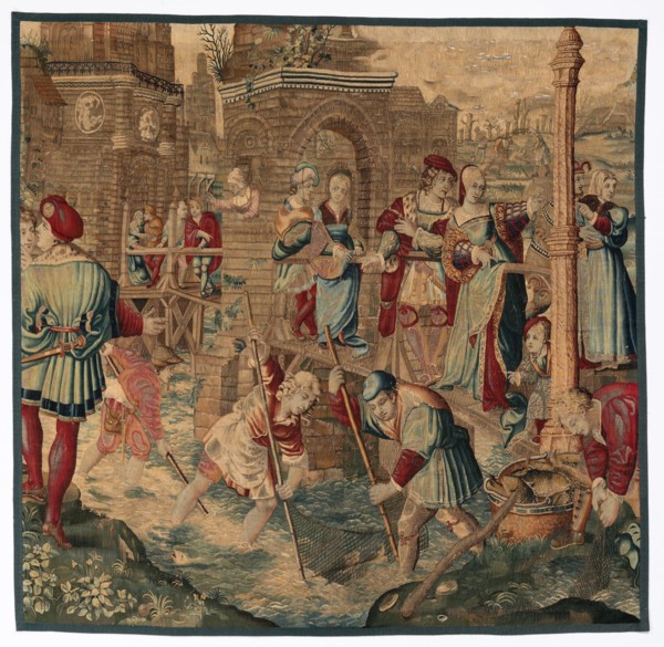 Spring: Fishing Scene (From Set of Four Seasons), late 1600s - early 1700s. Gobelins (French).