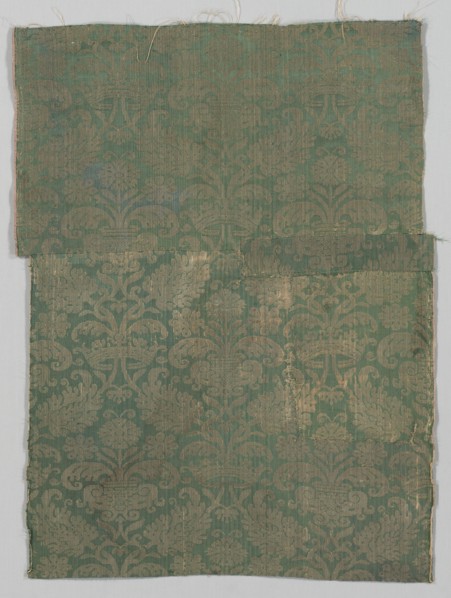 Two Lengths of Textile, 1500s. Italy or Spain, 16th century. Damask, silk; overall: 75 x 56 cm (29