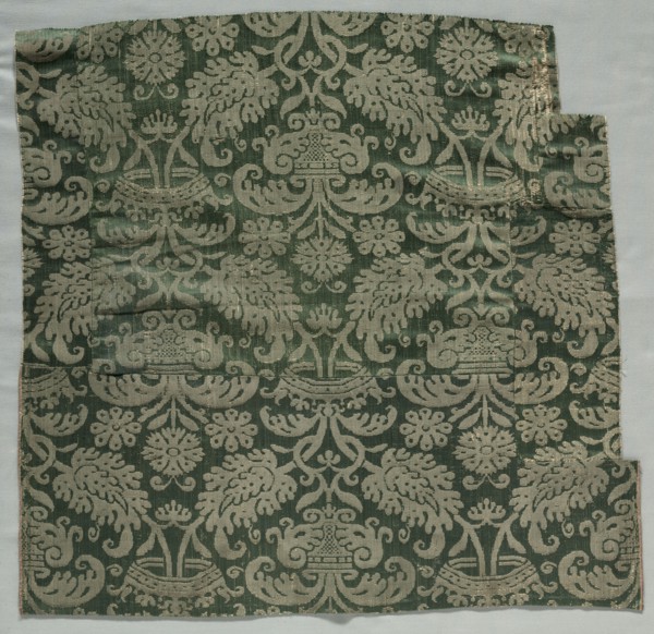 Two Lengths of Textile, 1500s. Italy or Spain, 16th century. Damask, silk; overall: 54.2 x 56 cm