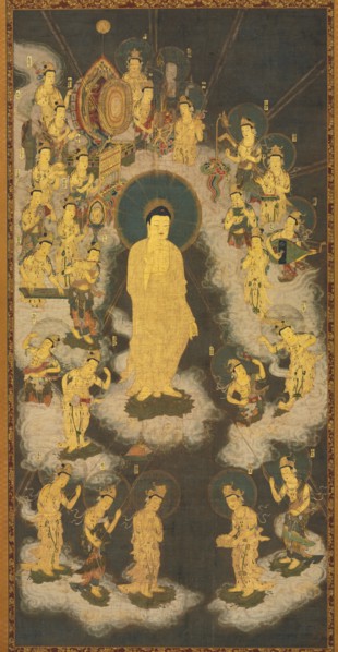 Welcoming Descent of Amida Buddha (Raigo), 1300-33. Japan, Kamakura period (1185-1333). Hanging