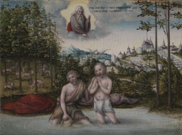 The Baptism of Christ, 1530s. Lucas Cranach (German, 1472-1553). Oil on wood; framed: 24.4 x 29.2 x