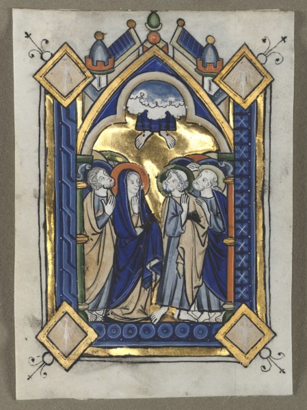 Leaf Excised from a Psalter: The Ascension, c. 1260. Flanders, Liège(?), 13th century. Tempera and
