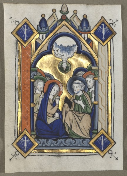 Leaf Excised from a Psalter: The Pentecost, c. 1260. Flanders, Liège(?), 13th century. Tempera and