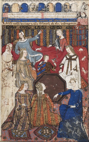 Leaf from a Cocharelli Treatise on the Vices: Accidia and Her Court, c. 1330-40. Italy, Genoa, 14th