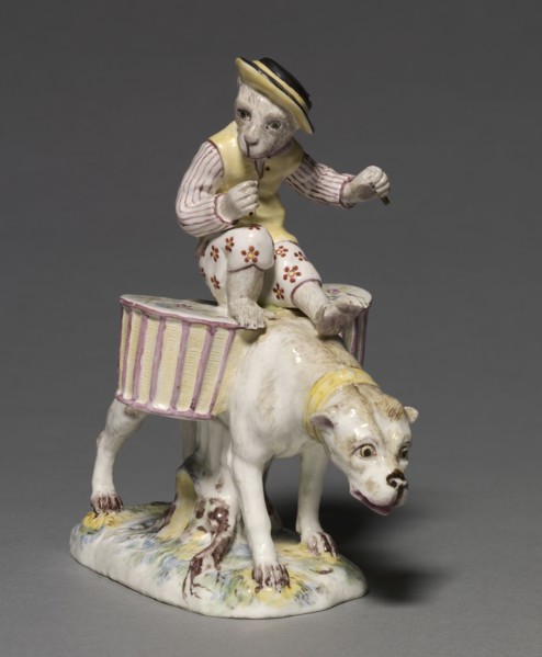 Figure of a Monkey on a Dog, c. 1745. Mennecy- Villeroy Factory (French). Soft-paste porcelain with