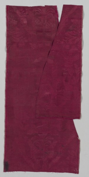 Length of Silk Damask, late 1600s. Italy, late 17th century. Damask, silk; average: 121.3 x 55.9 cm