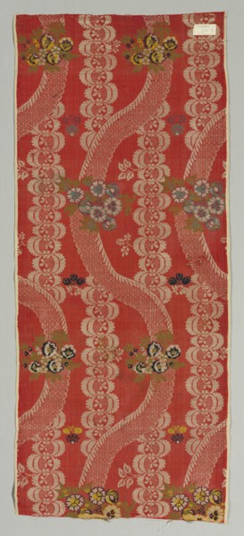 Fragment of Textile, 18th century. Spain, 18th century. Fancy satin, brocaded: wool; average: 109.3