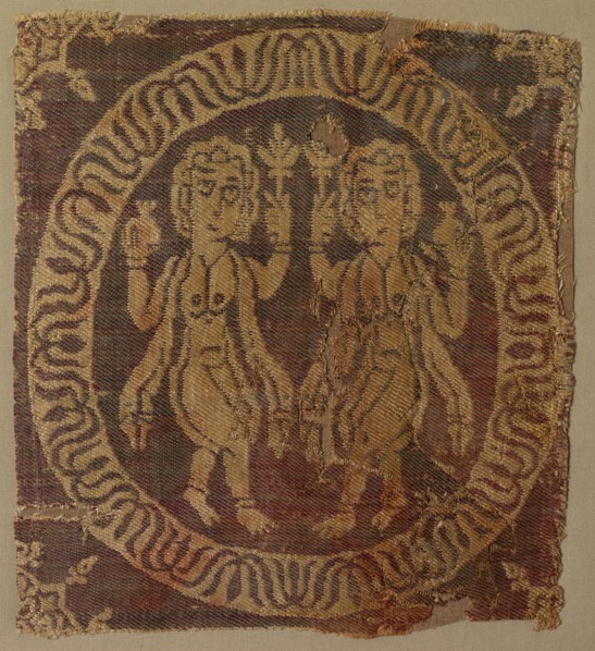 Nude Female Dancers from a Tunic, 700s. Egypt or Syria, Umayyad or Abbasid period, 8th century.
