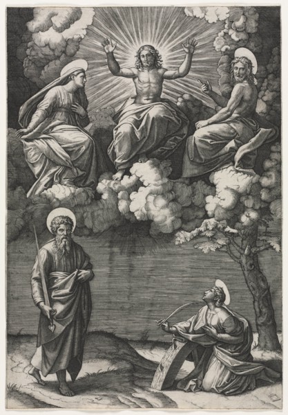 Christ, the Virgin, and St. John the Baptist with Saints Paul and Catherine, c. 1520-1525.