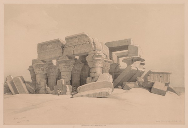 Egypt and Nubia:  Volume I - No. 1, No. 2, Remains of the Portico of the Temple of Kom Ombo, 1838.
