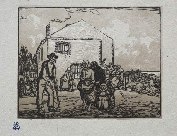 The Beggars at the Last House, 1905. Auguste Louis Lepère (French, 1849-1918). Chiaroscuro woodcut