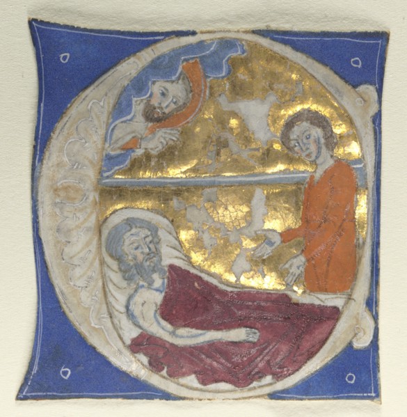 Historiated Initial Excised from a Bible, 1200s. Italy, 13th century. Tempera and gold on