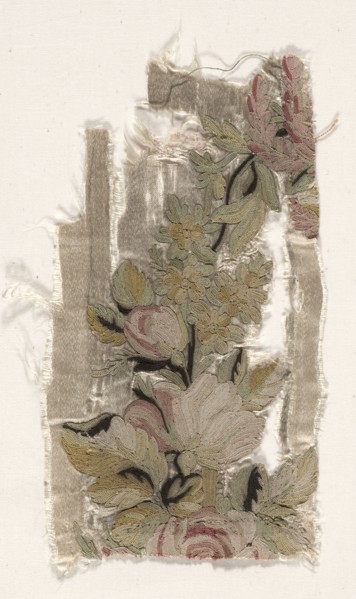 Coverlet Fragment, c. 1760-1770. Philippe de Lasalle (French, 1723-1805). Embroidered satin and
