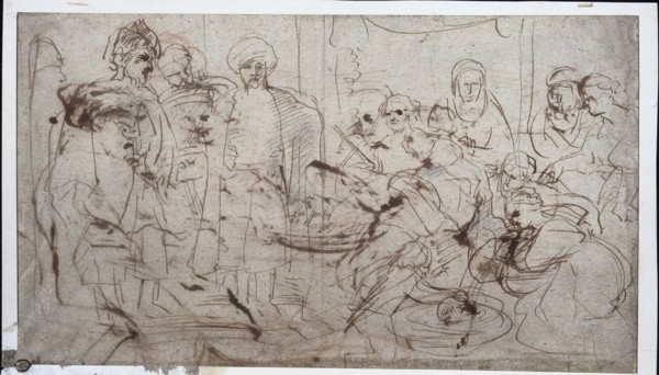 Tomyris with the Head of Cyrus, c. 1637-1638. Peter Paul Rubens (Flemish, 1577-1640). Pen and brown