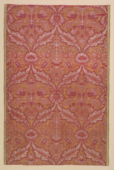 Textile with Flora, c. 1500s. Italy or Spain, 16th century. Silk, linen, silver thread; average: 91