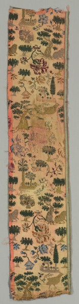 Fragment of Brocaded Silk, 18th century. Spain, 18th century. Satin, brocaded; silk and metal;