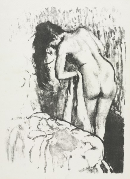Nude Woman Standing, Drying Herself, 1891-1892. Edgar Degas (French, 1834-1917). Lithograph; sheet:
