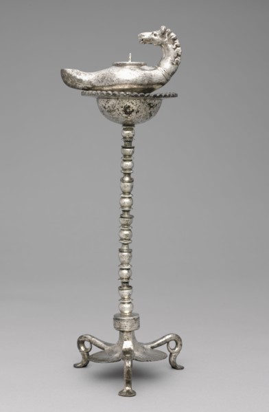 Lamp and Stand, late 300s. Byzantium, Syria?, early Byzantine period, late 4th century. Silver;