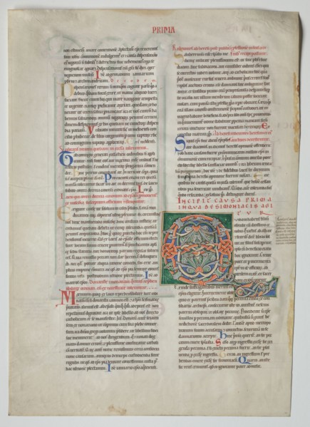 Single Leaf from a Decretum by Gratian: Decorated Initial Q[uidam habens filium obtulit] and