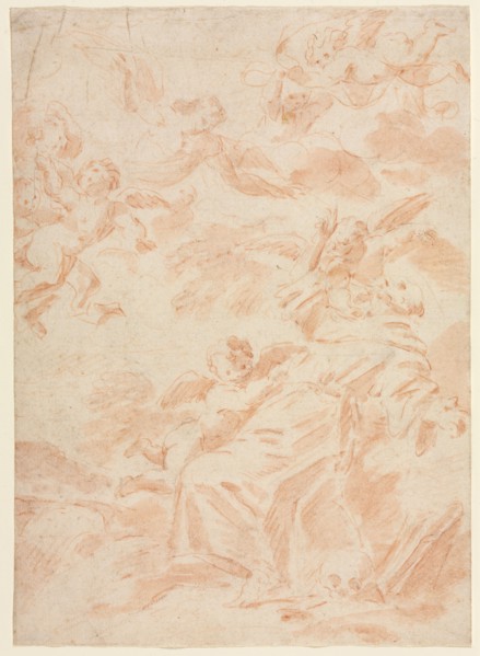 The Stigmatization of Saint Francis, first third 1700s. François Lemoyne (French, 1688-1737). Red
