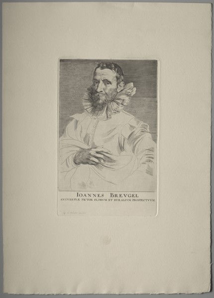 Portrait of Jan Brueghel. Anthony van Dyck (Flemish, 1599-1641). Etching