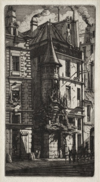 Etchings of Paris:  House with a Turret, Weavers' Street, 1852. Charles Meryon (French, 1821-1868).