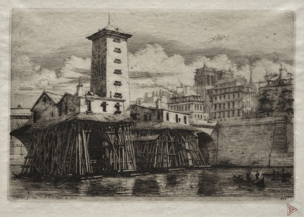 Etchings of Paris:  The Notre Dame Pump, 1852. Charles Meryon (French, 1821-1868). Etching