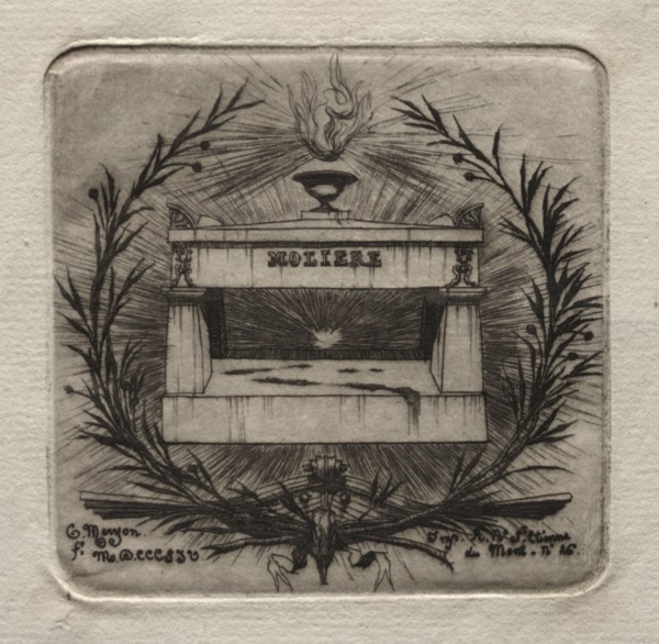 Etchings of Paris:  Molière's Tomb in Père Lachaise Cemetery, 1854. Charles Meryon (French,