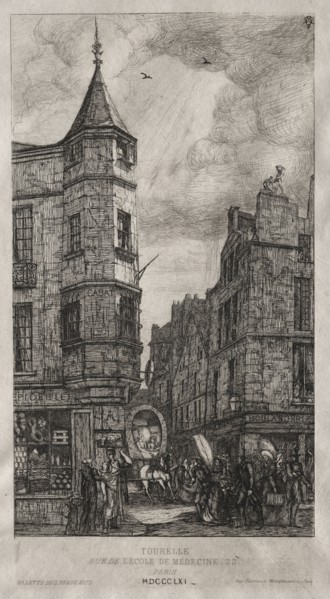 House with a Turret, No. 22 Street of the School of Medicine, 1861. Charles Meryon (French,
