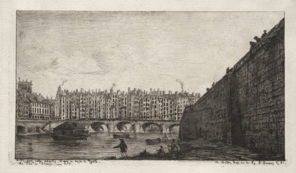 The Exchange Bridge, Paris, about 1784, 1855. Charles Meryon (French, 1821-1868). Etching