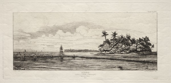 Oceania:  Fishing near Islands with Palms in the Uea or Wallis Group, 1845, 1863. Charles Meryon