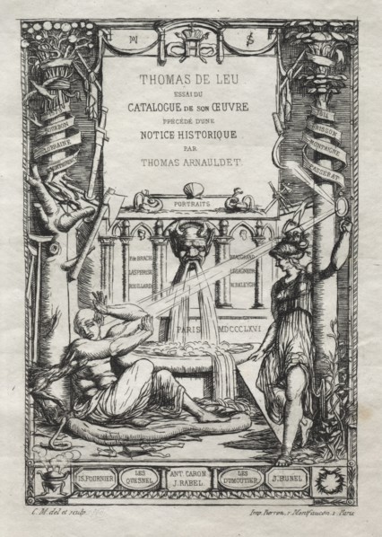 Frontispiece for a Catalogue of the Engravings of Thomas de Leu, 1866. Charles Meryon (French,
