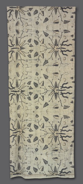 Sarong, 1850s-1860s. Indonesia, Java, 19th cenetury. Plain weave cotton; resist dyed; overall: 101