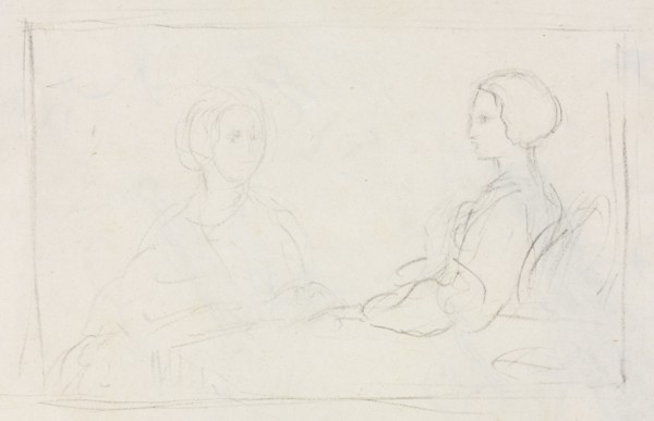 Two Seated Women (verso), 1856-1860. Edgar Degas (French, 1834-1917). Black crayon; sheet: 17 x 21