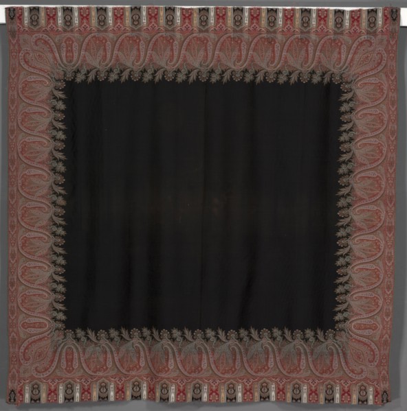 Square Shawl, c. 1870s. England, Norwich or France, Nimes, 19th century. Wool, compound weave,