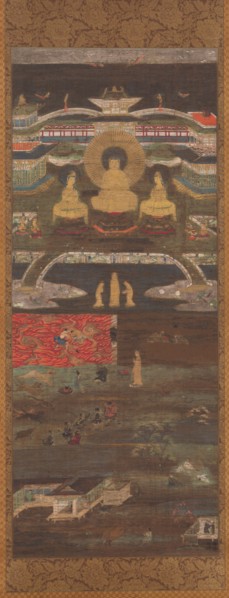 The White Path to the Western Paradise across Two Rivers (Niga Byakudo), 1200s. Japan, Kamakura