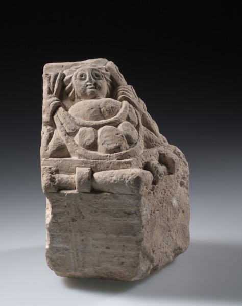 Cornerstone or Corbel (?), 5th Century. Egypt, Coptic Period. Limestone; overall: 24.5 x 17.8 x 15