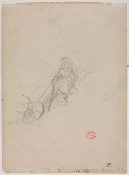 Sketch of Hunting Scene, c. 1868. Gustave Doré (French, 1832-1883). Graphite and black crayon;