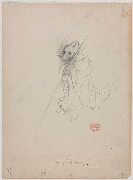 Sketch for "The Wolf Turned Shepherd" (recto) Sketch of Hunting Scene (verso), c. 1868. Gustave