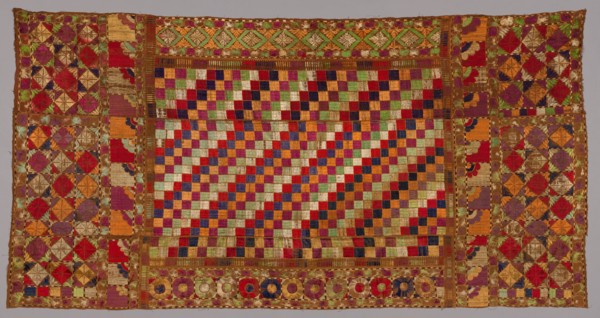 Shawl, 1800s. India, Punjab, 19th century. Embroidery (phulkari); silk on cotton ground; overall: