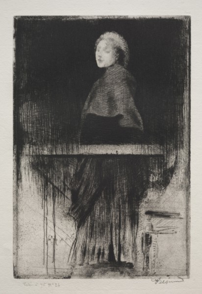 Woman with a cape, 1889. Albert Besnard (French, 1849-1934). Etching and roulette; sheet: 32.7 x 25