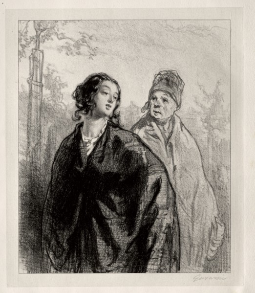 La Fille et la mère. Paul Gavarni (French, 1804-1866). Lithograph