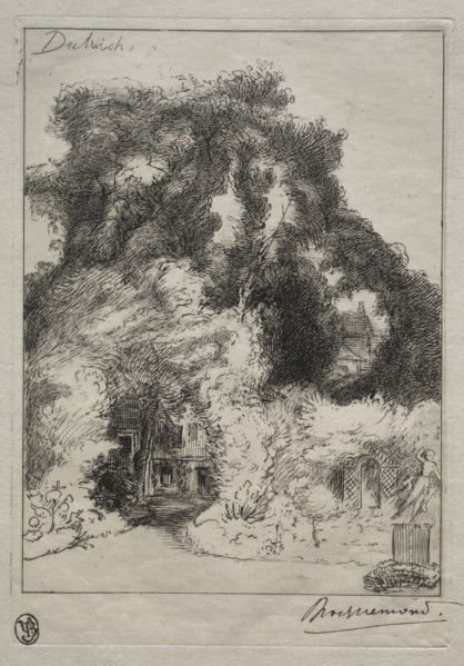 The Garden of the Inn at Dulwich, c. 1870. Félix Bracquemond (French, 1833-1914). Etching and