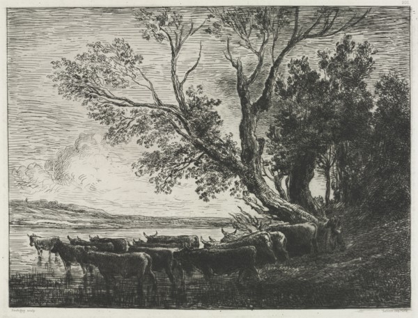 Published in an album of the Société des Aquafortistes in 1866.: The Ford, 1865. Charles François