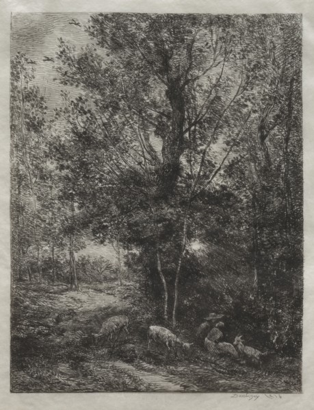 The Shepherd and the Shepherdess, 1874. Charles François Daubigny (French, 1817-1878). Etching;