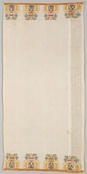 Embroidered Towel (Peshkir), 19th century. Turkey, 19th century. Embroidery: silk threads and metal